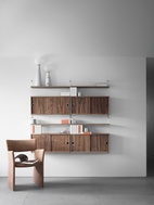 Cabinet with sliding doors 78x20x37 walnut