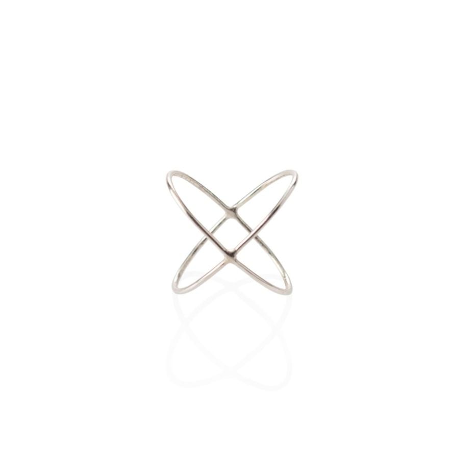Ring korsad silver 20-21 mm