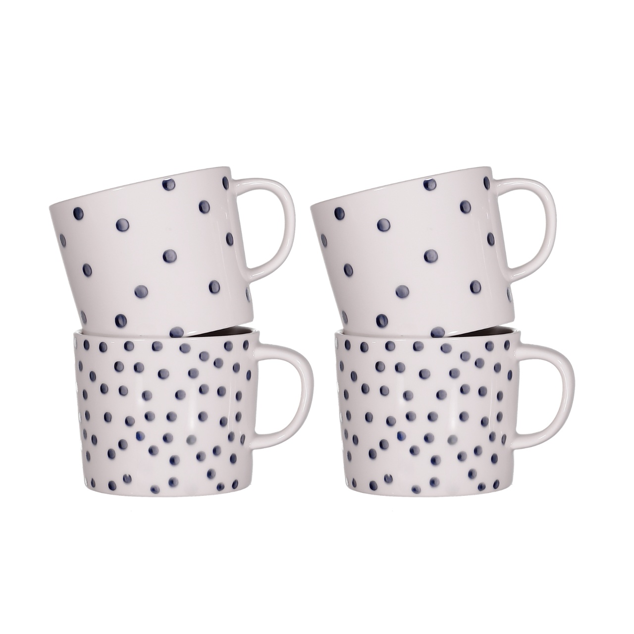 Krus Dots & Dots 4-pak hvit/blå