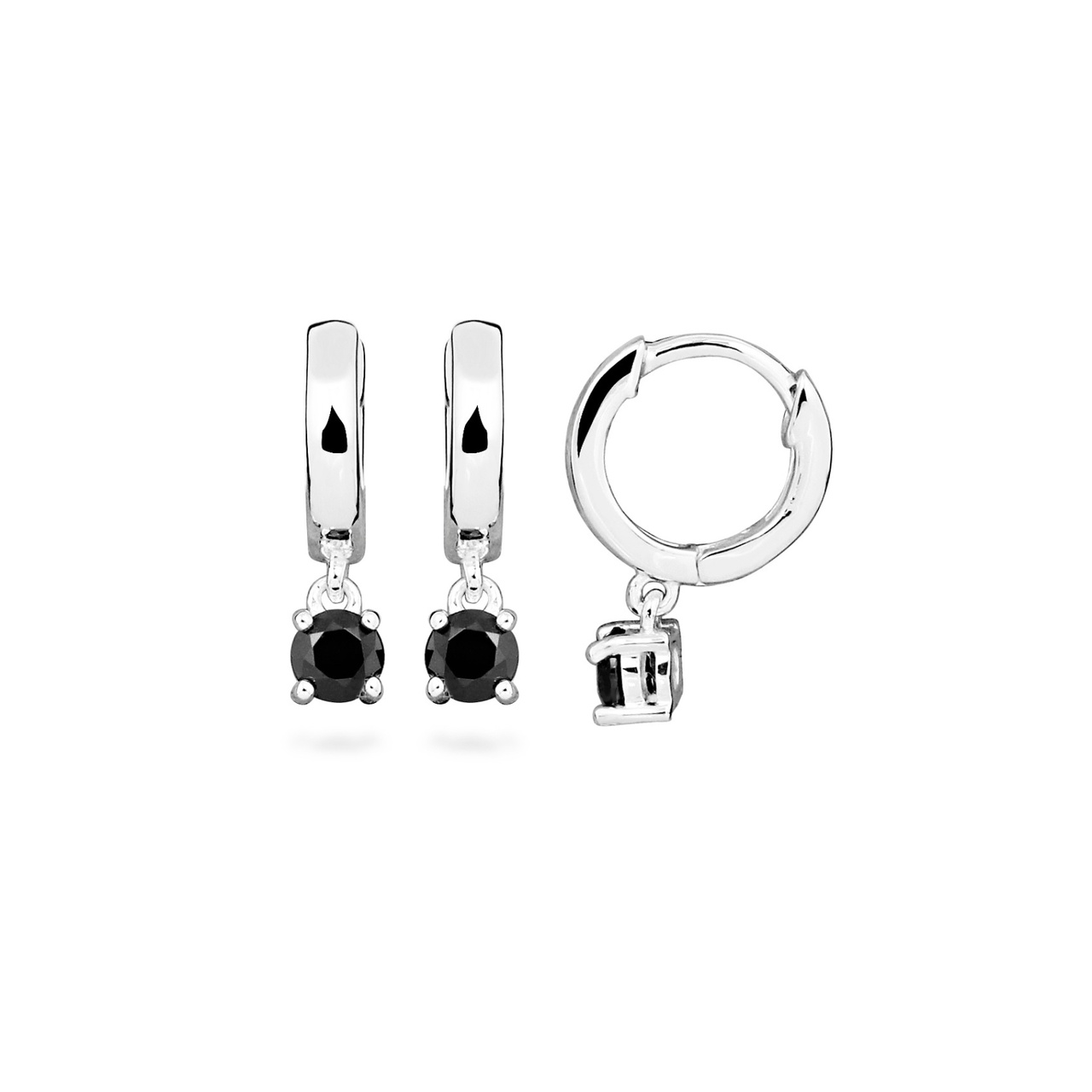 Ohrringe Nano Anhänger Silber/Schwarz