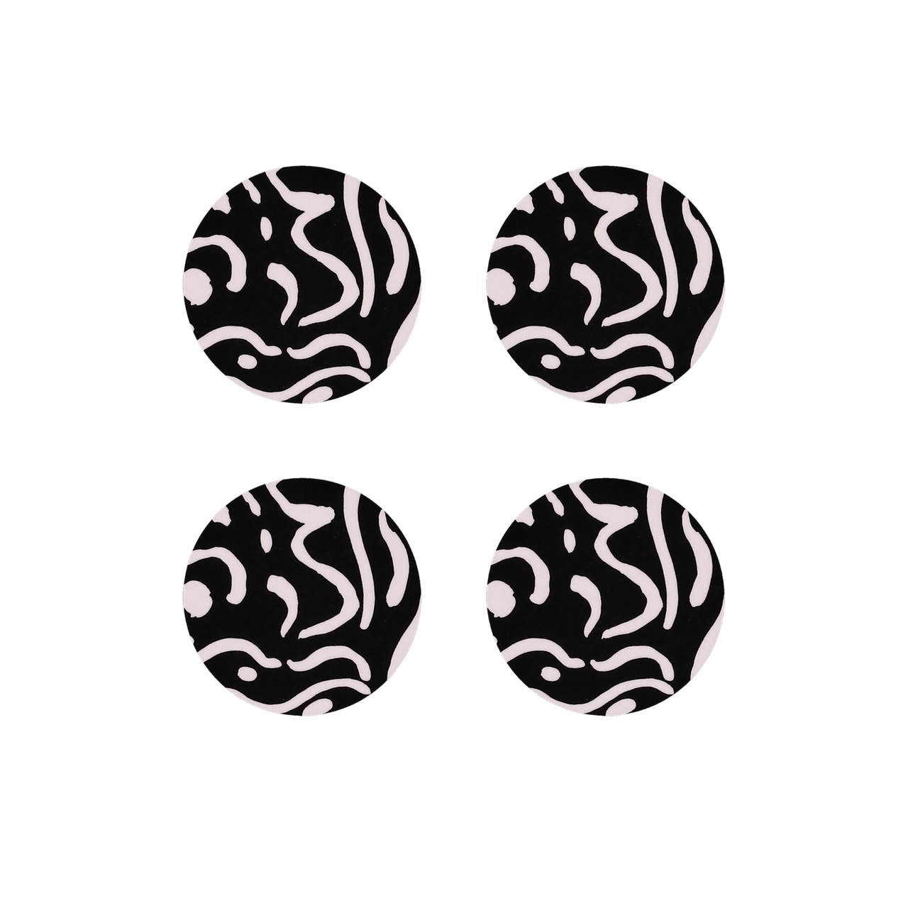 Virvla 9 cm Glass Coasters, Set of 4, Black/White