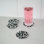 Virvla 9 cm Glass Coasters, Set of 4, Black/White