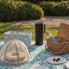 Foldable Picnic Basket Coral Turquoise