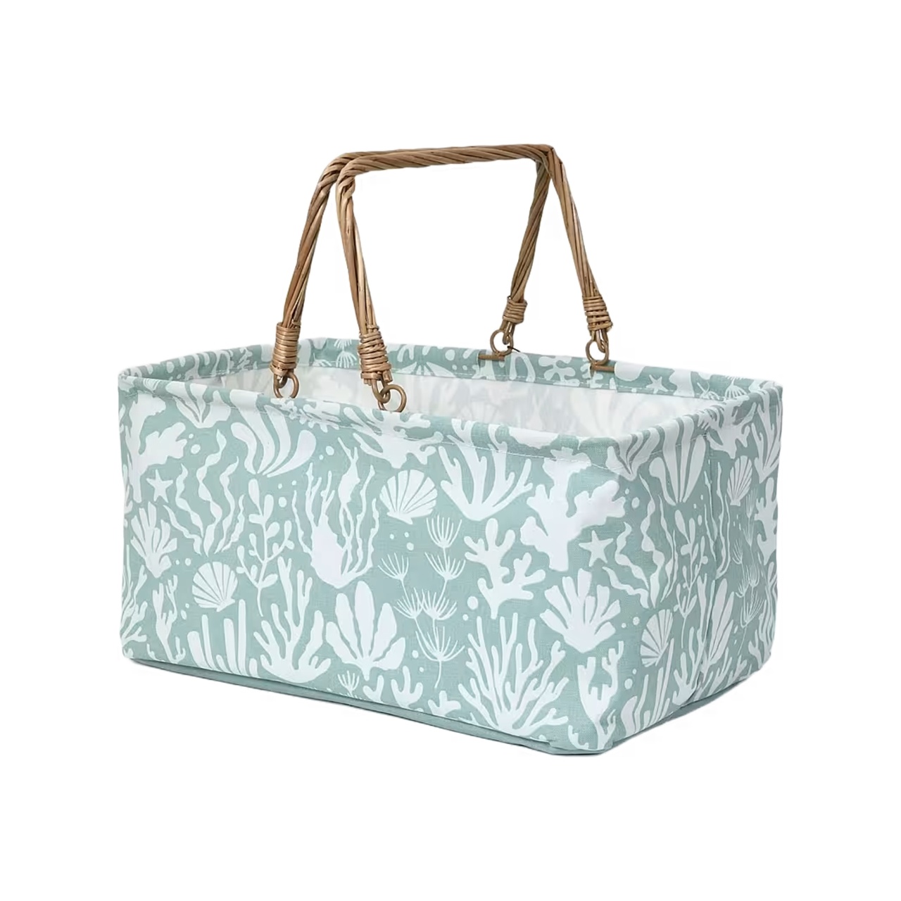 Foldable Picnic Basket Coral Turquoise