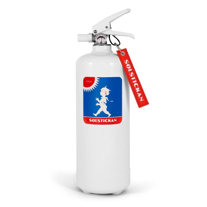 Brandsläckare 2kg vit org. emblem solstickan