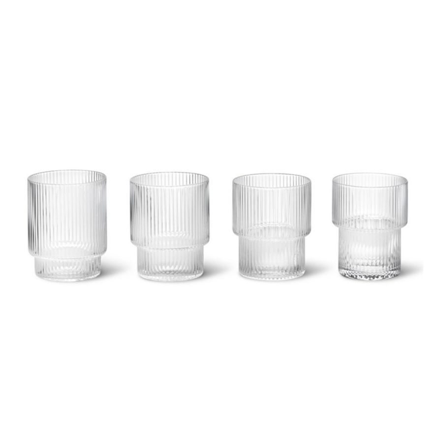 Glas Ripple 4er-Pack 7x9 cm Klar