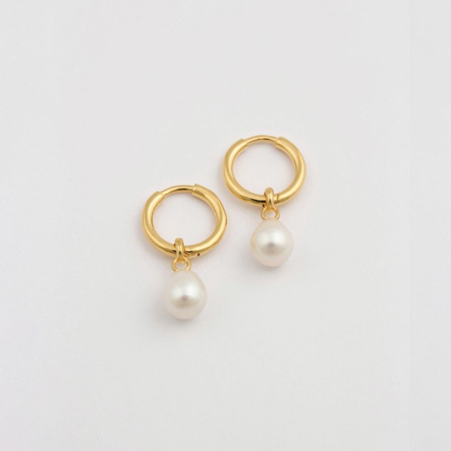 Örhängen Treasure Pearl Hoops Guld