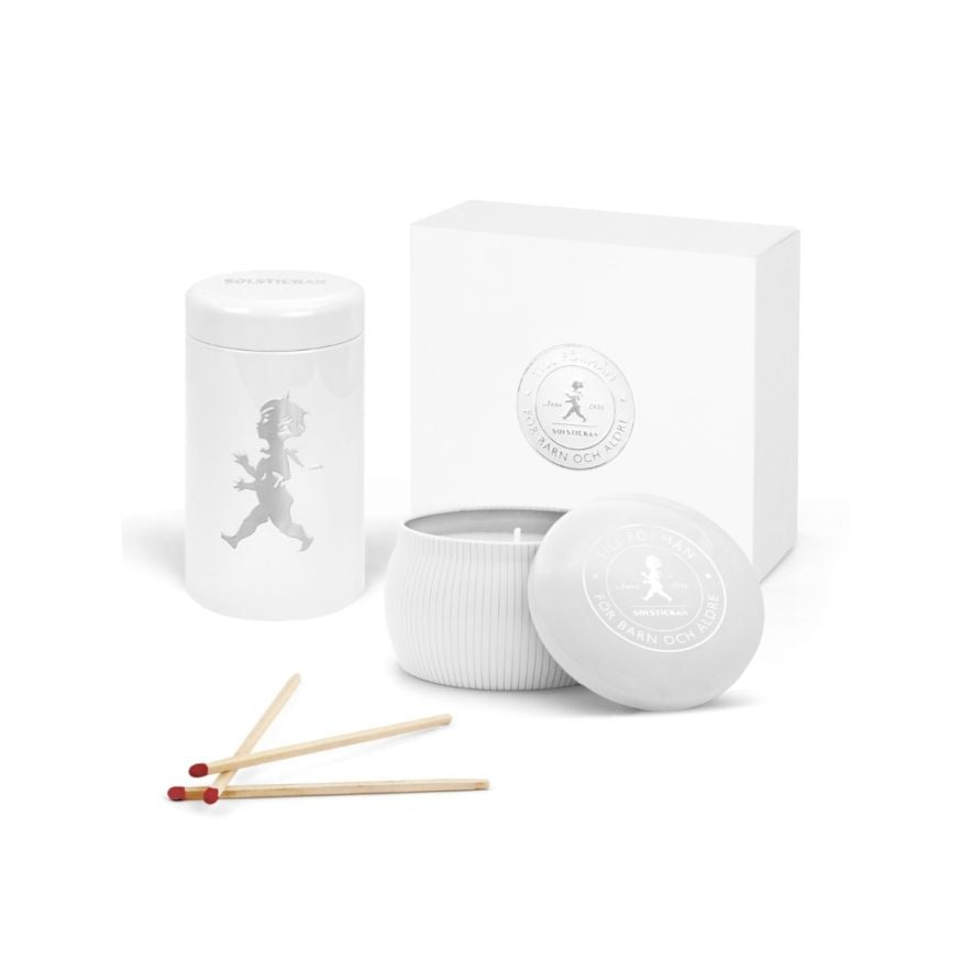 Presentask Doftljus + Tändsticksrör Vit